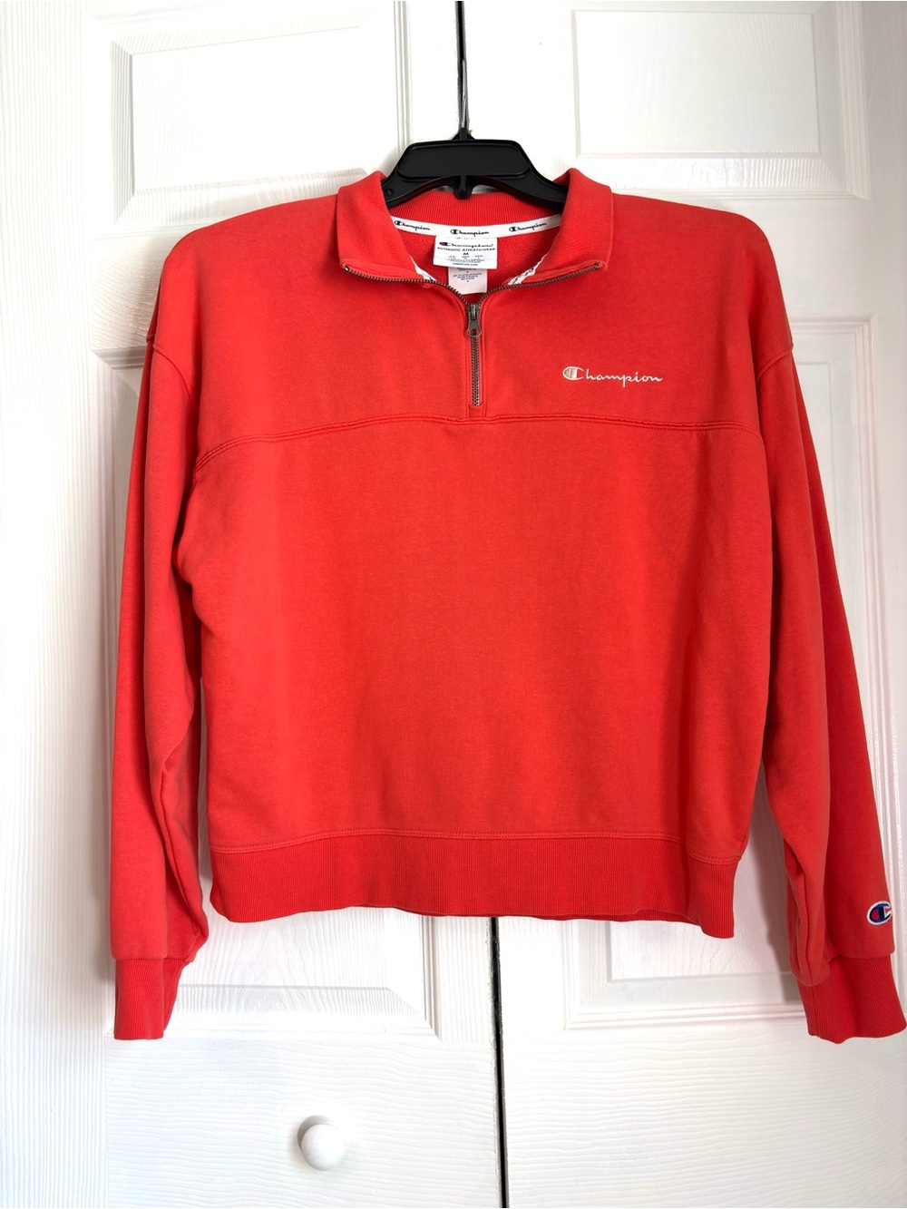 Champion Women’s Orange Half-Zip Pullover Sweatshirt